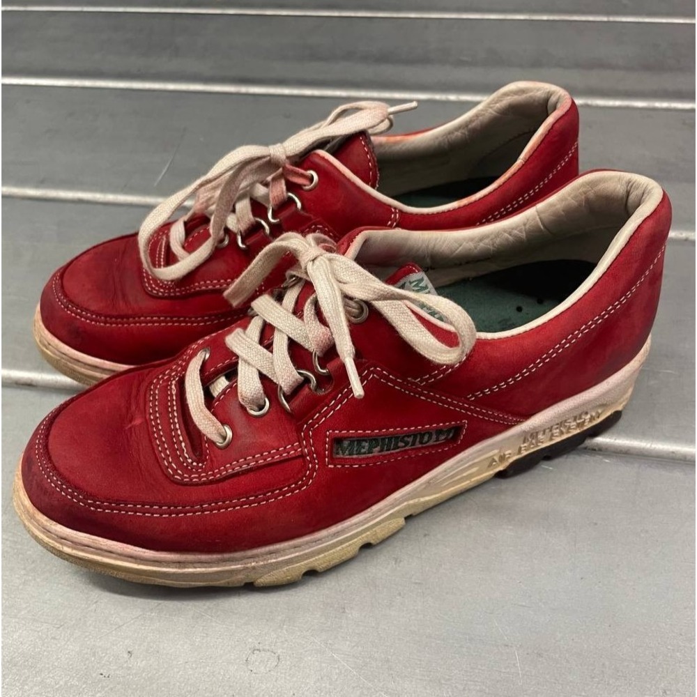 Mephisto Match Runoff Air Jet‎ Shoes Womens 7 Red Leather Rare Sneaker